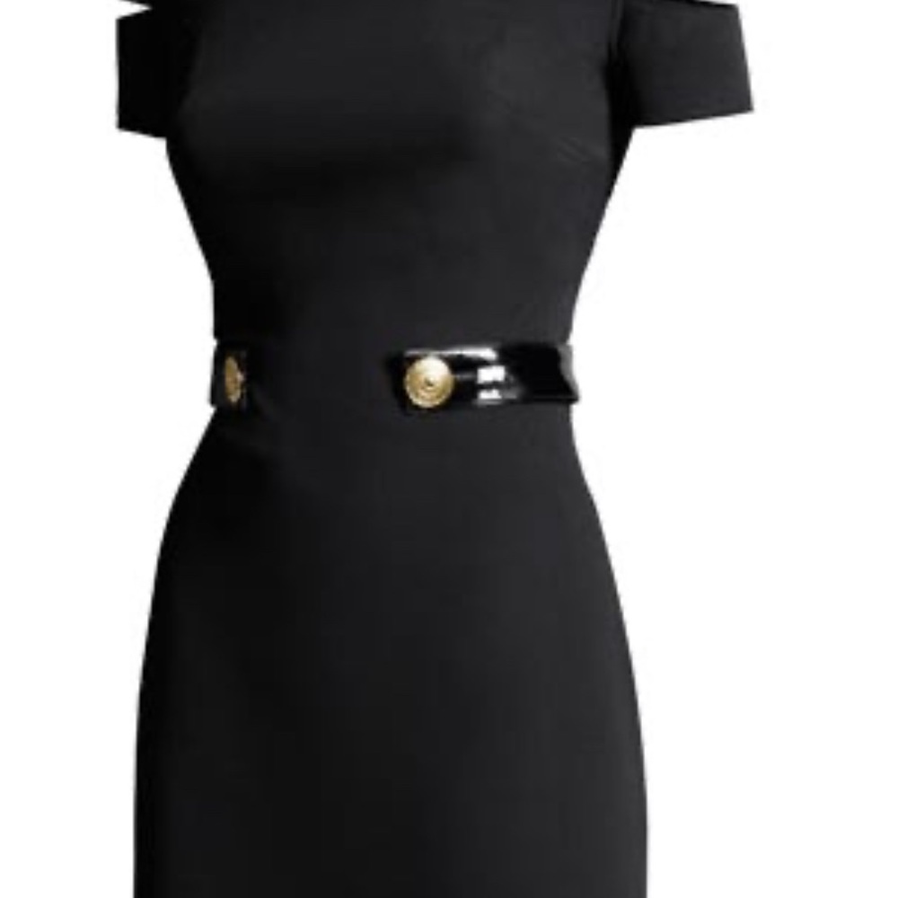 Versace x H&M Elegant Black Silk Dress With Gold Buttons